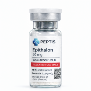 Szklana fiolka z luksusowym odczynnikiem Epithalon 50mg do badań nad długowiecznością