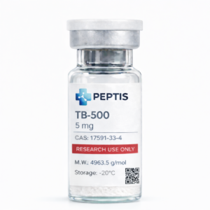 Laboratoryjna fiolka ze sterylnym odczynnikiem TB-500 10mg do badań nad regeneracją.