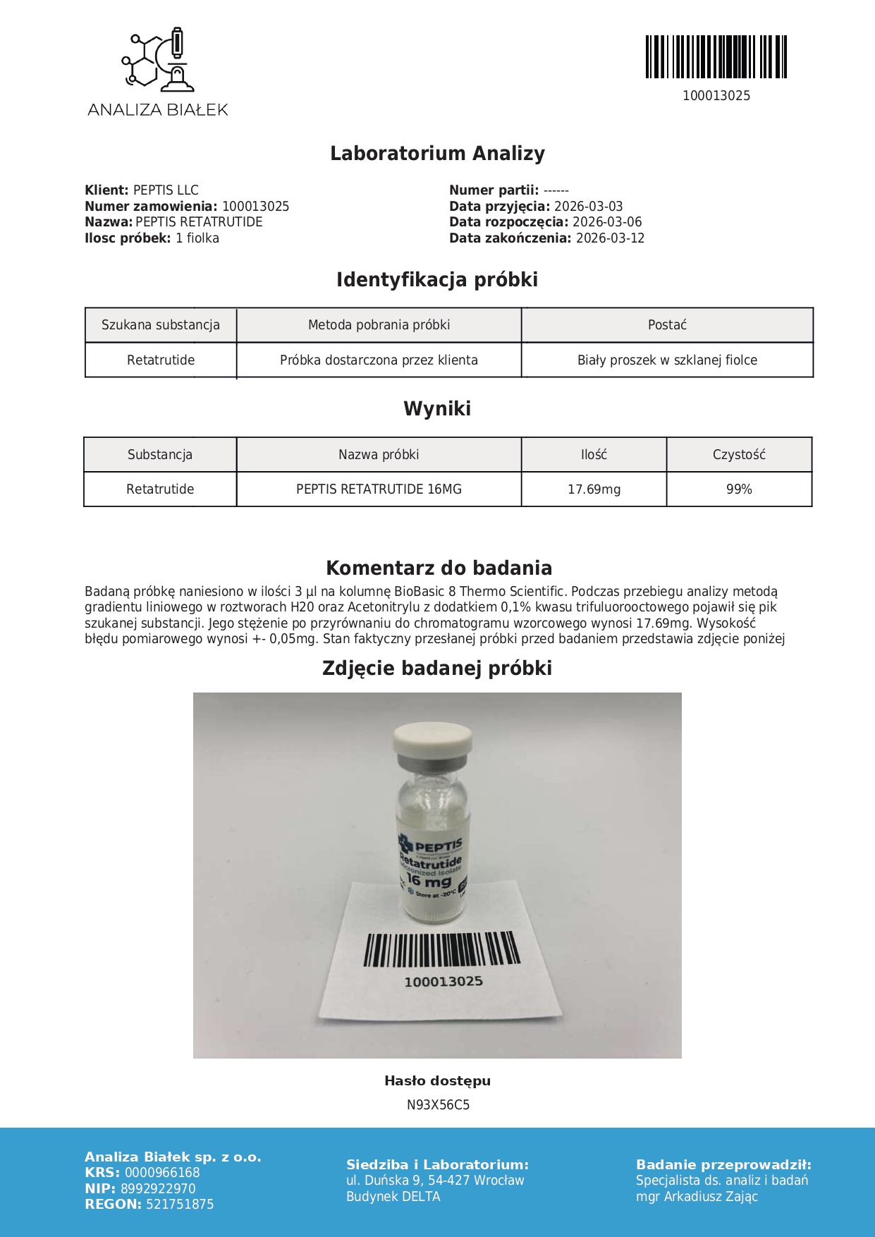 HPLC Analysis Tirzepatide